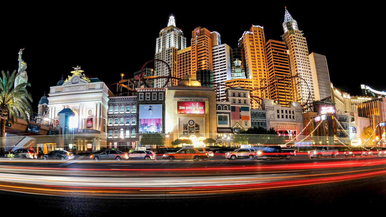 a city skyline at night in las vegas and example of Deed-Restricted Property
