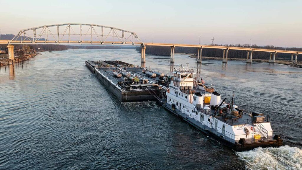 a barge on a river Mississippi Title Search