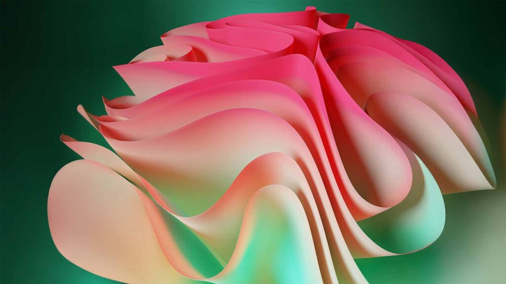 a pink and green wavy paper ai title search