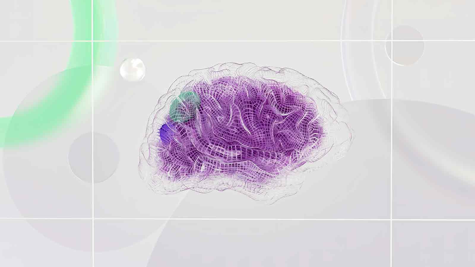 a purple and green brain AI Title Search in New York
