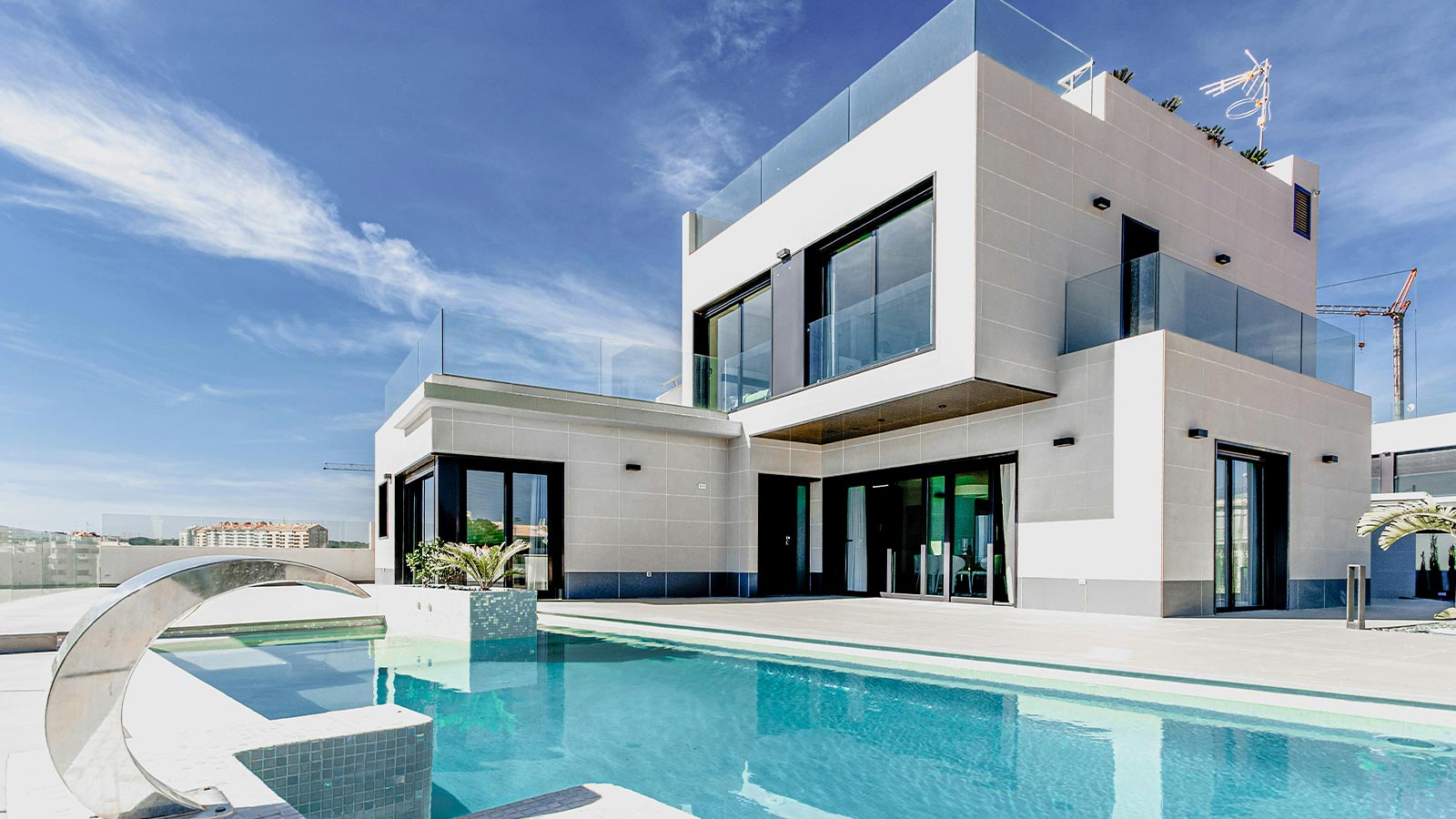 Modern villa with pool and terrace AI Title Clearance