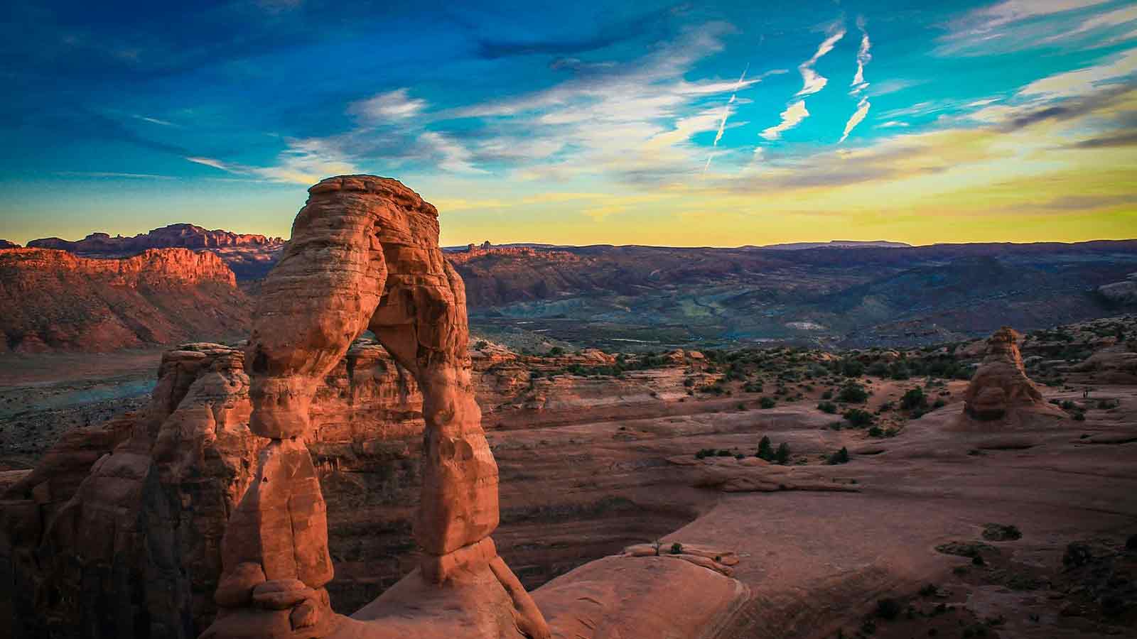 Sunset over Arches National Park AI Title Search in Utah